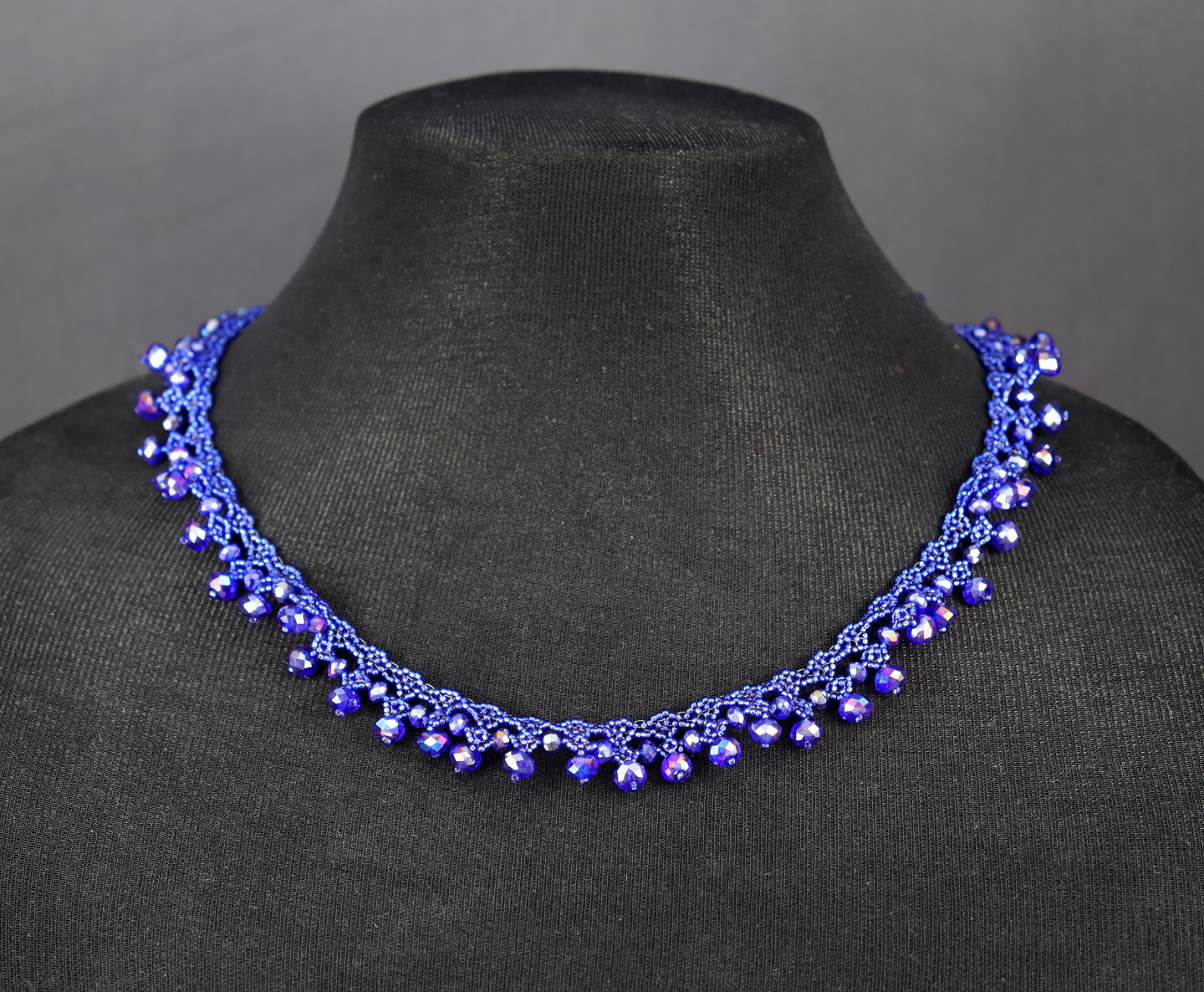 Royal Blue Crystal Lace Necklace