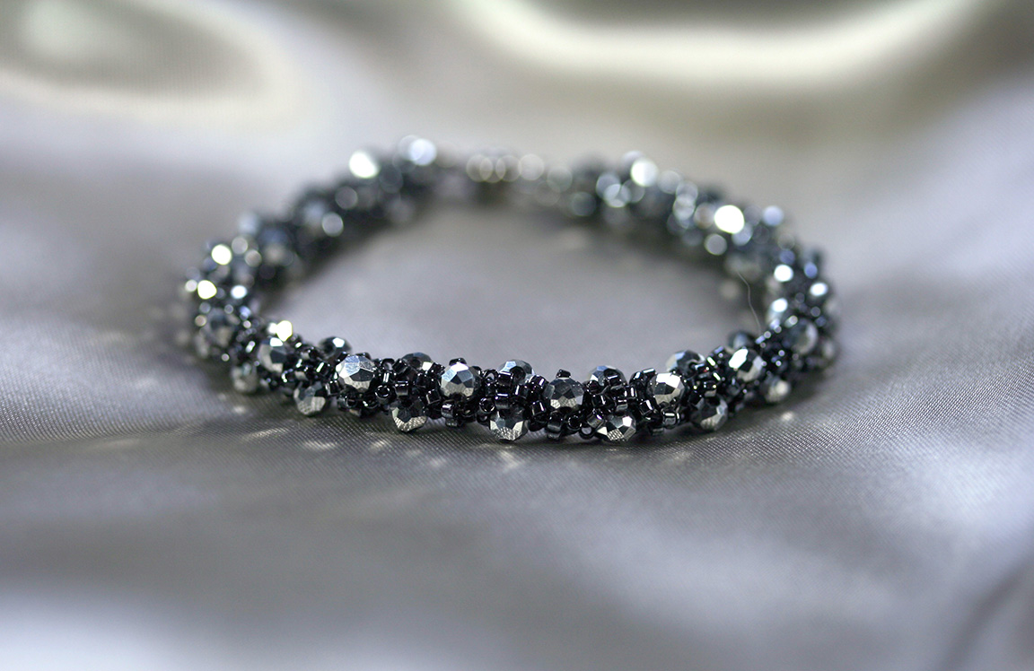 Graphite & Silver Crystal Bracelet – Pretty Shiny Beads