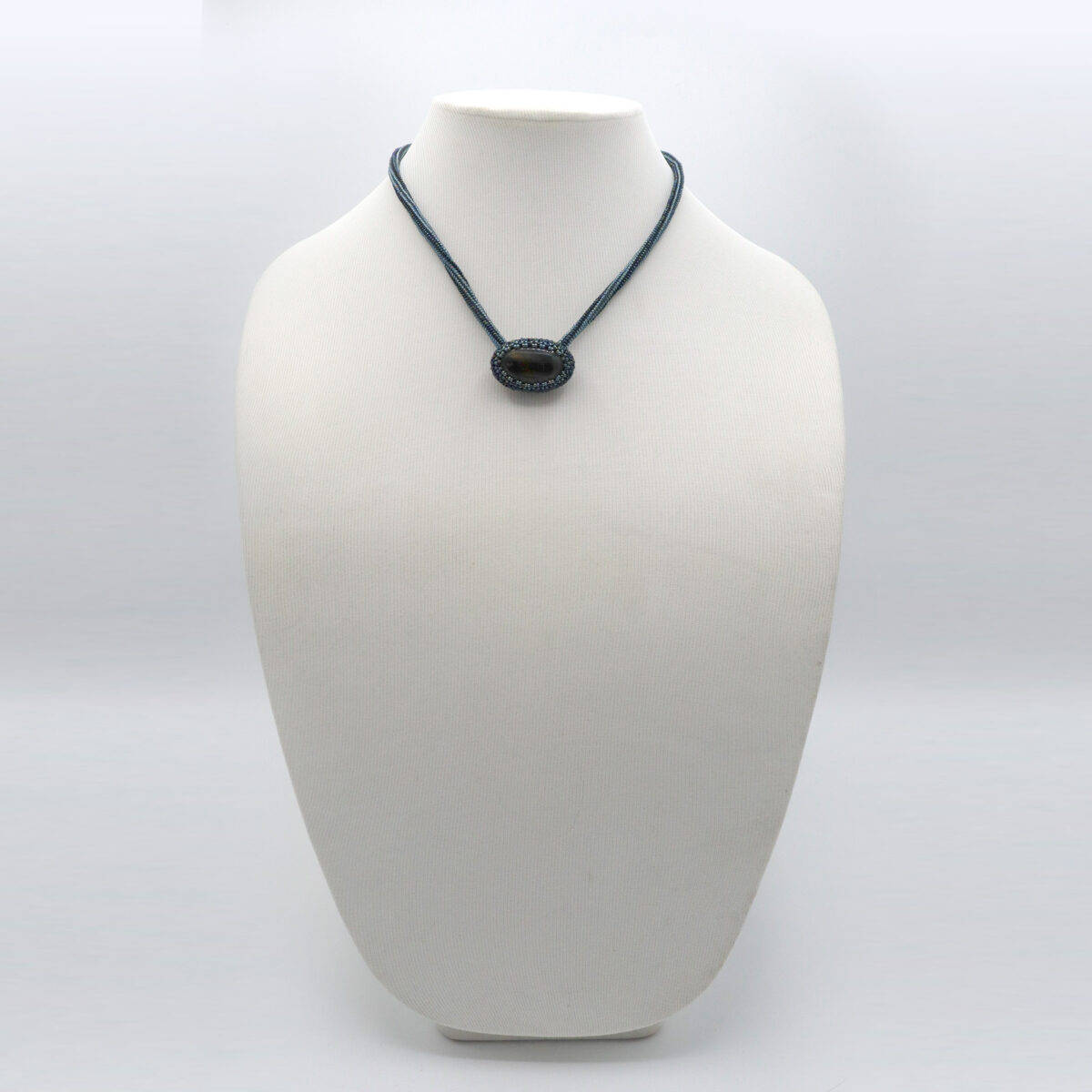 Caged Blue Hawk's Eye Necklace