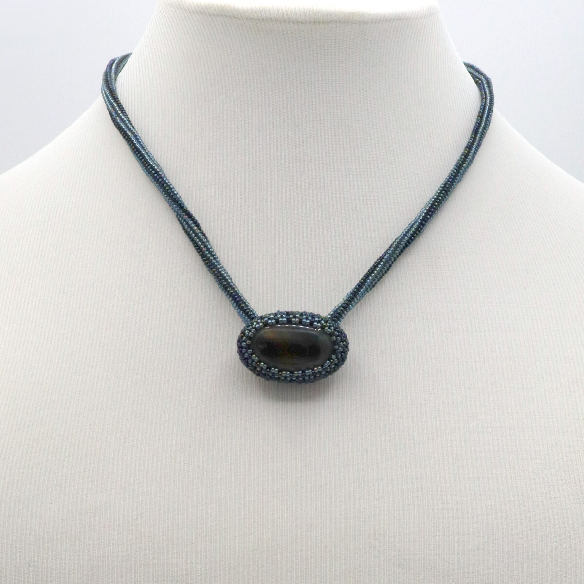 Caged Blue Hawk's Eye Necklace - Image 3