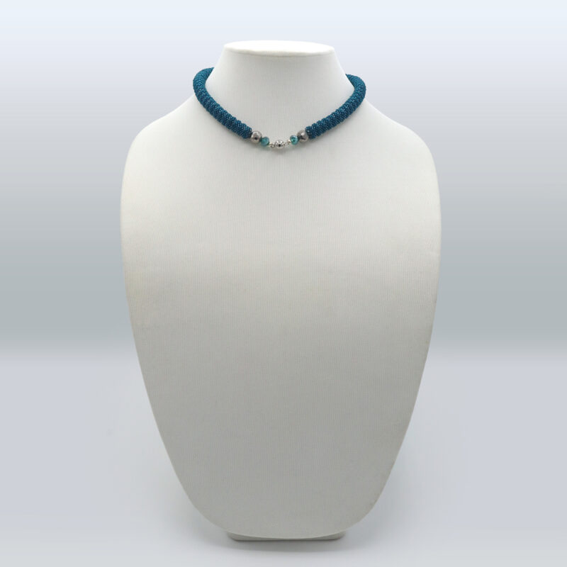 Teal Woven Seed Bead Choker