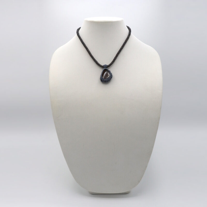 Wrapped Iron/Agate Stone Necklace